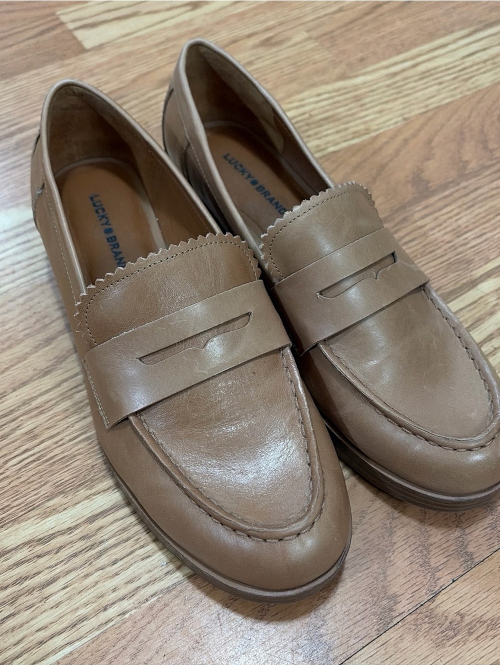 Lucky Brand Floriss Latte Tan Leather  Loafers